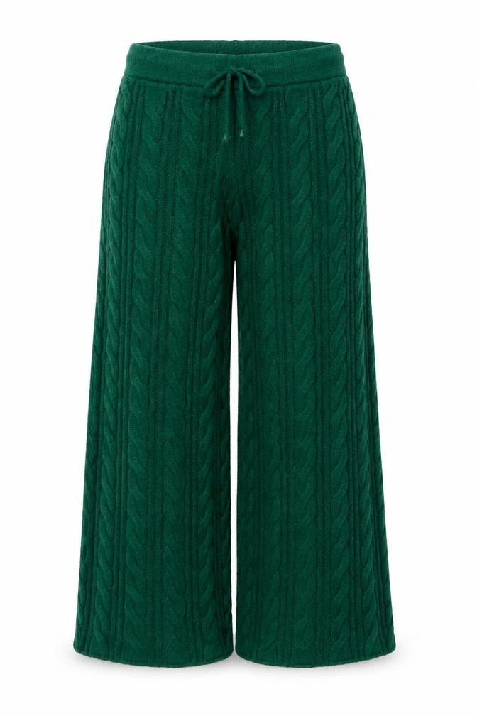 In The Style Women Green Cable Knit Wide-Leg Lounge Sweatpants Size 14