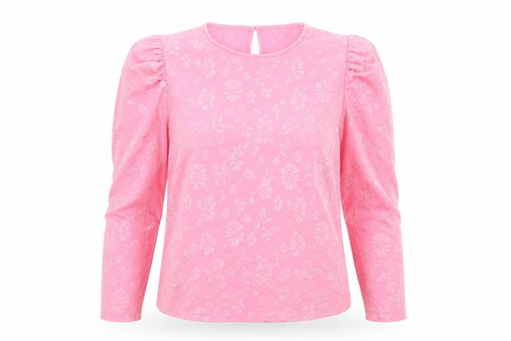 Savida Womens Pink Floral Puff Sleeve Blouse Size L