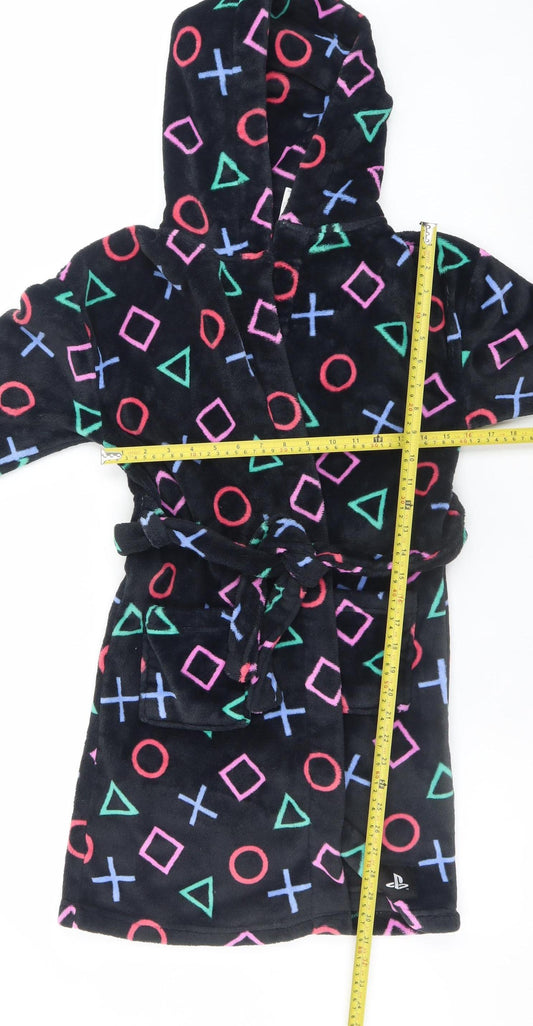 Marks and Spencer Girls Black Fleece PlayStation Hooded Robe 8-9 Years