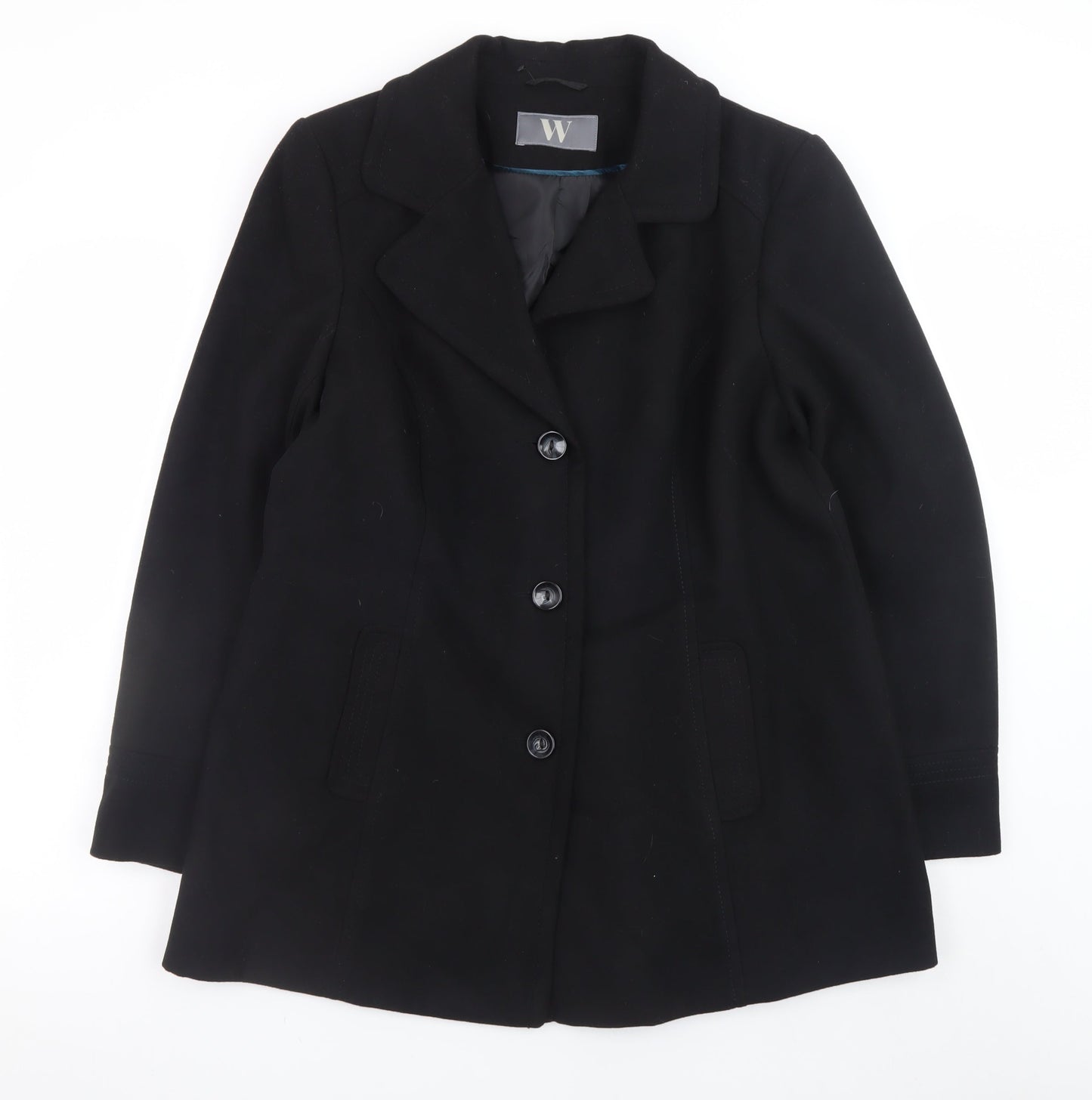 BHS Womens Black Size 18 Classic Mid-Length Overcoat