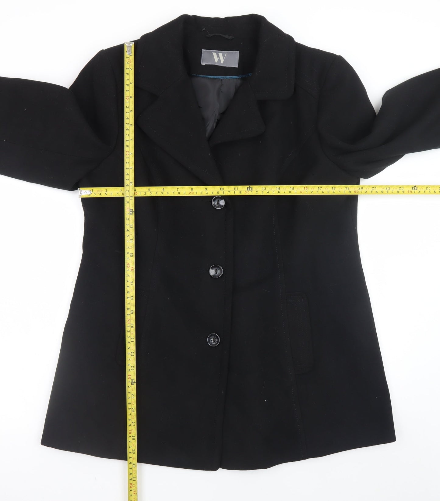 BHS Womens Black Size 18 Classic Mid-Length Overcoat