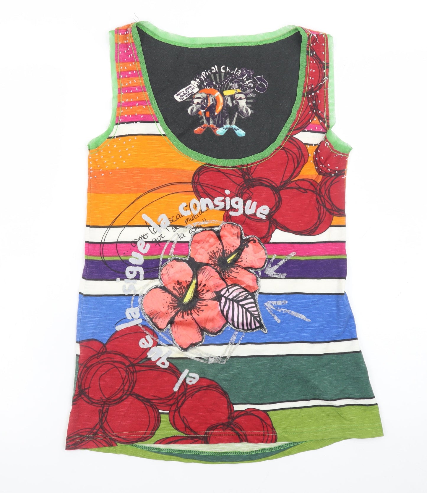 Desigual Women’s Multicoloured XS Floral Striped Tank Top
