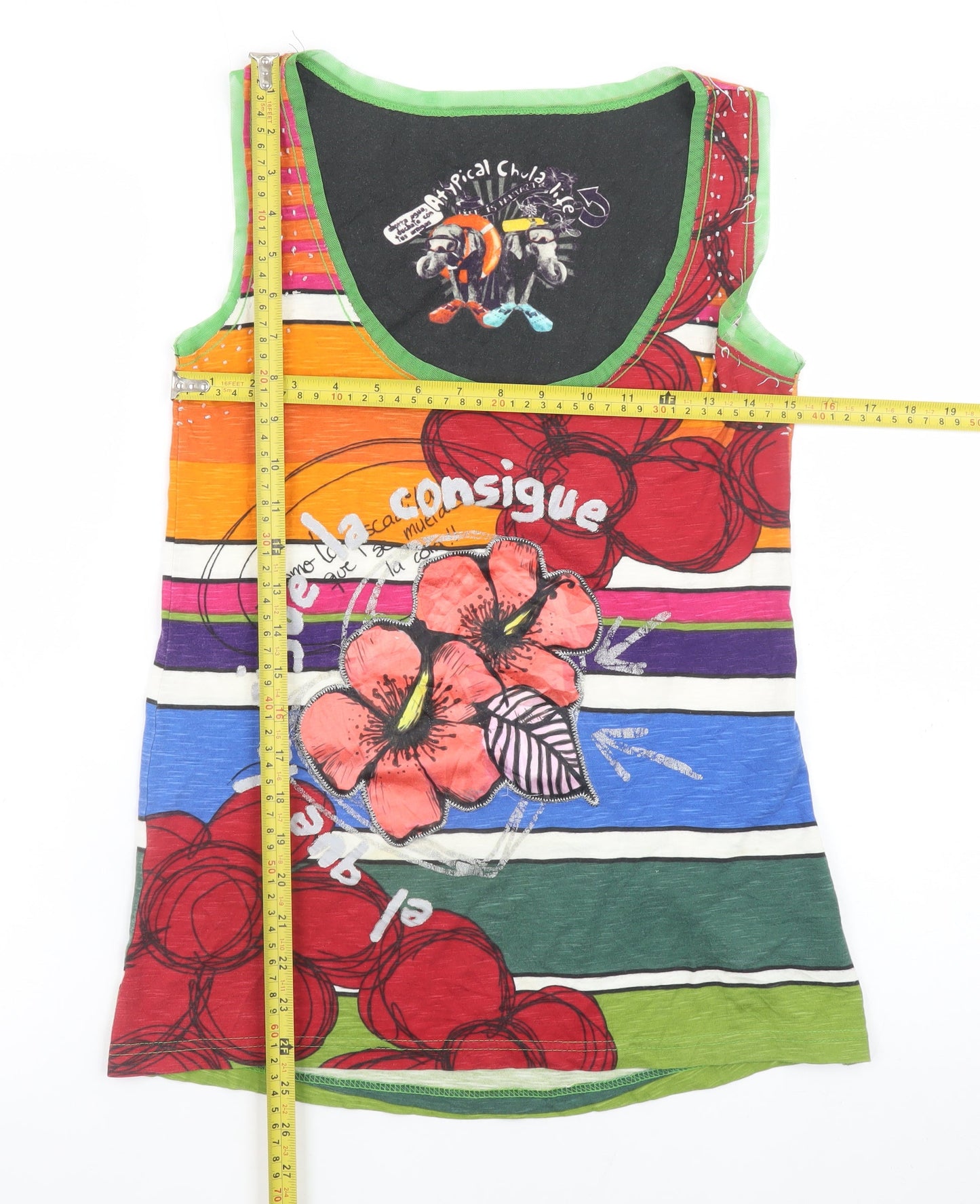 Desigual Women’s Multicoloured XS Floral Striped Tank Top