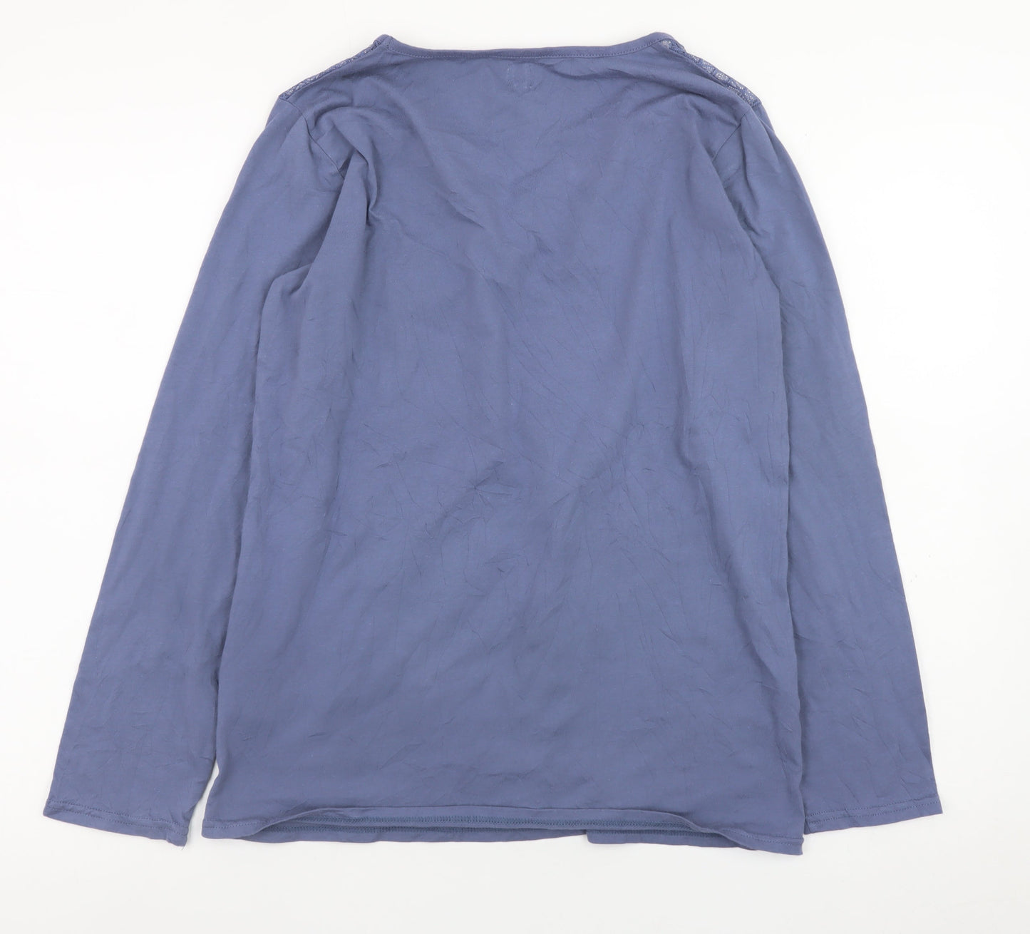 La Redoute Women Blue V-Neck Long Sleeve Cotton Blend Top Size 12