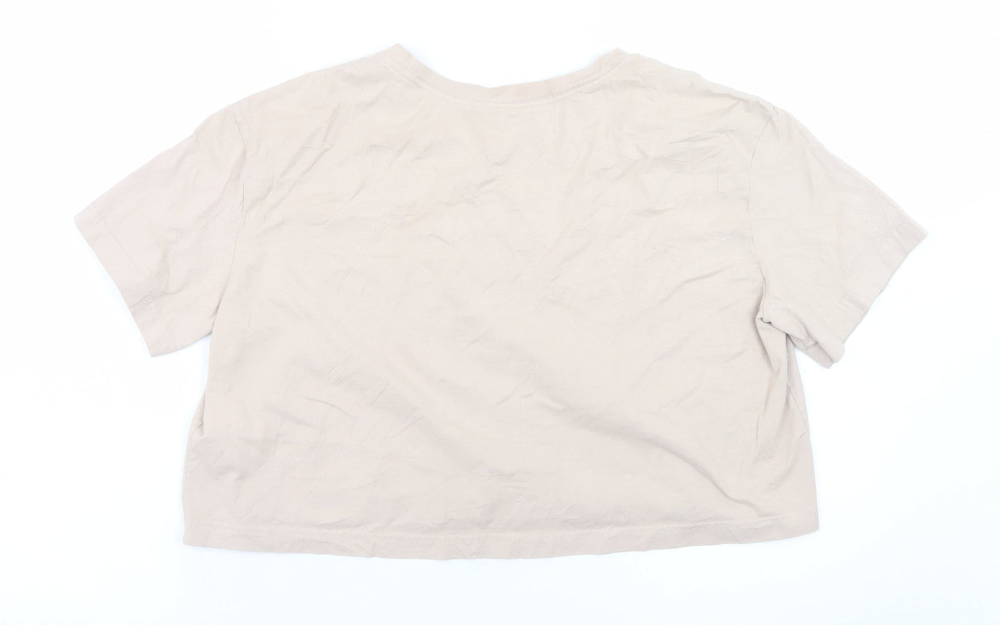 Nike Womens Beige Cropped T-Shirt M Short Sleeve 100% Cotton