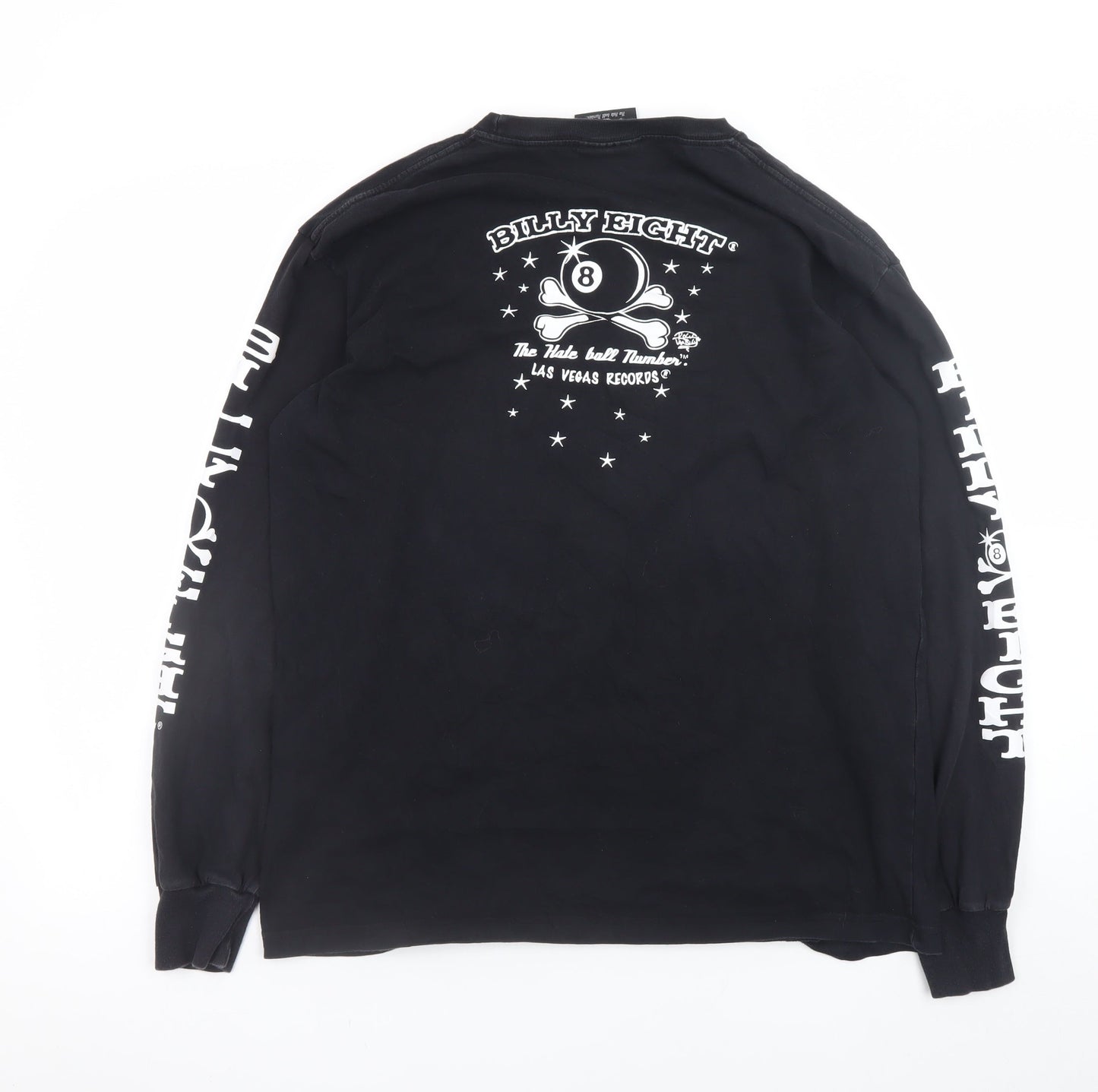 Billy Eight Men's Black Long Sleeve Biker Graphic T-Shirt L Gothic Rock