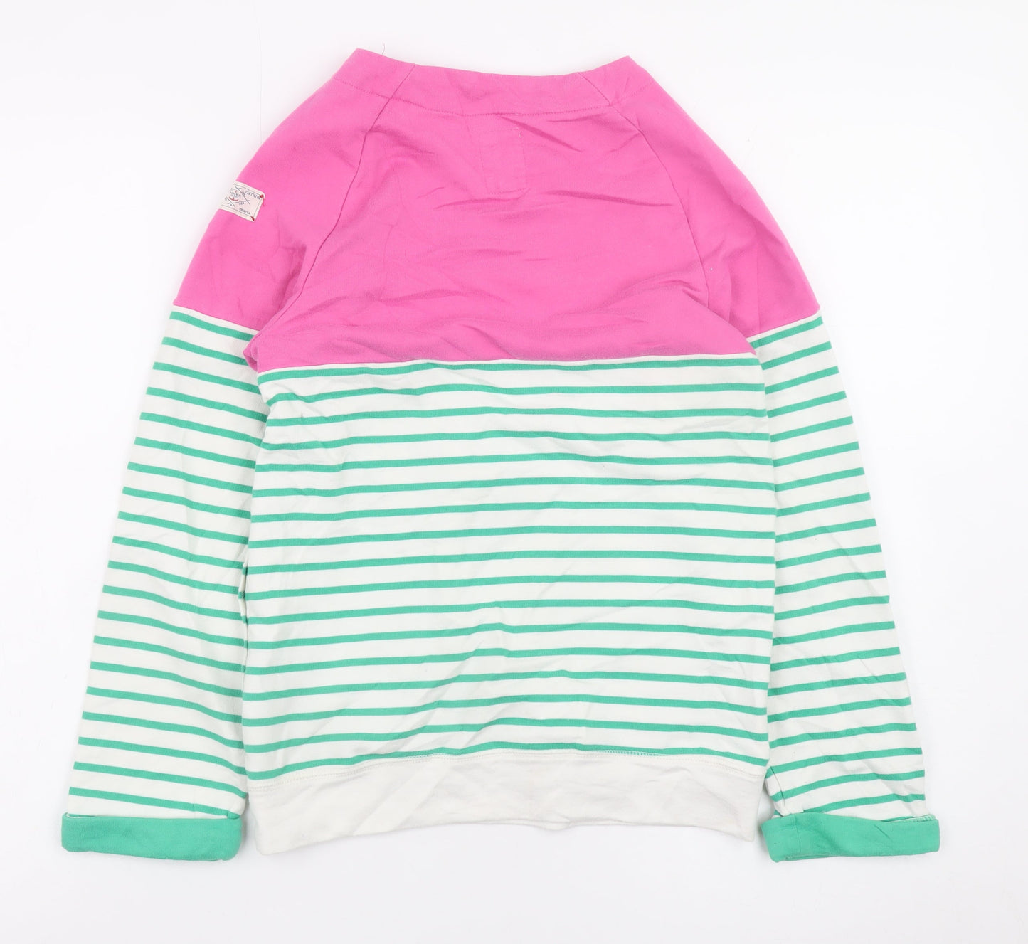 Joules Girls Pink Green Striped Long Sleeve Pullover Sweatshirt 11-12 Years