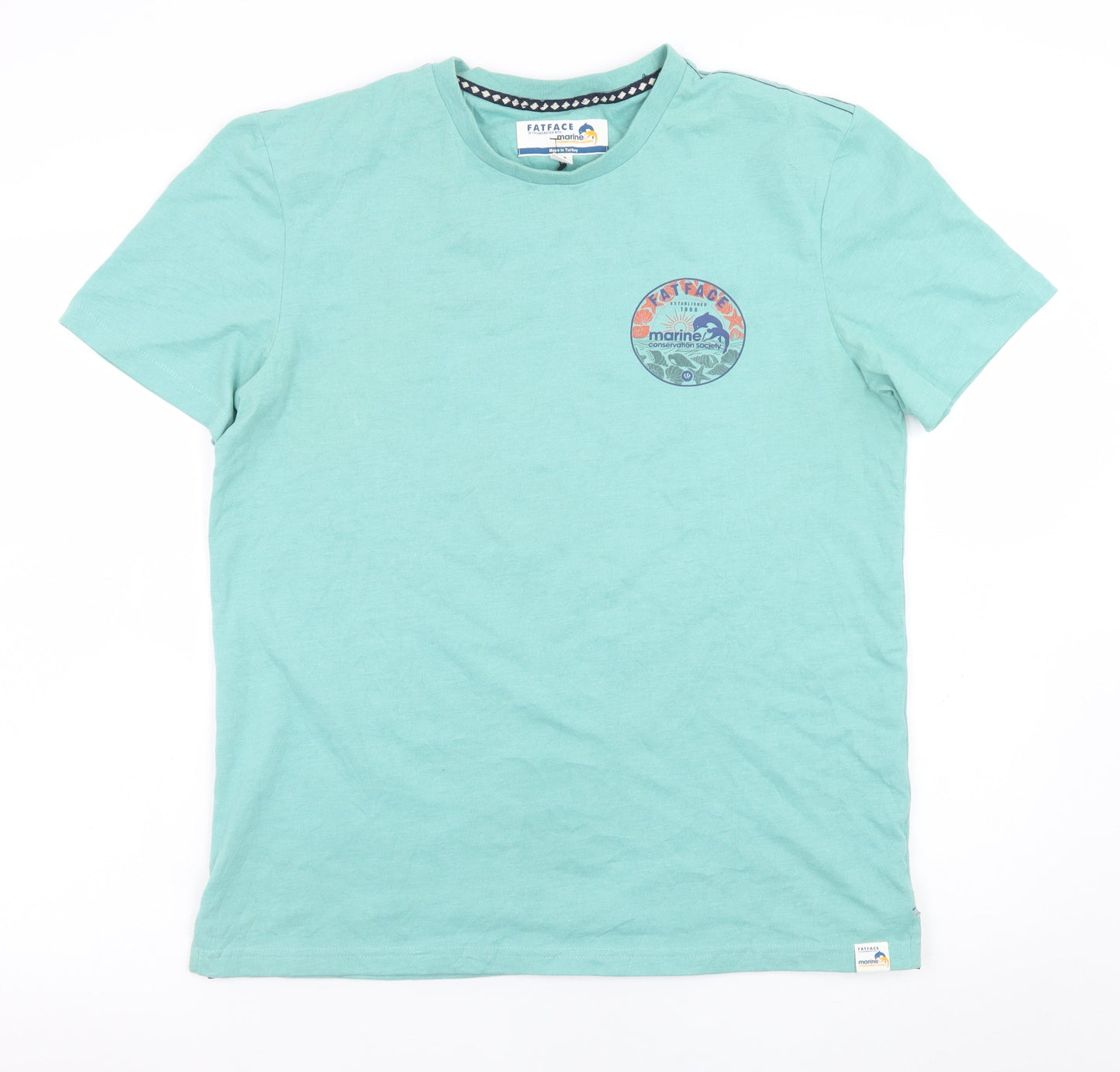 FatFace Men’s Green Marine Graphic Cotton Crew Neck T-Shirt M