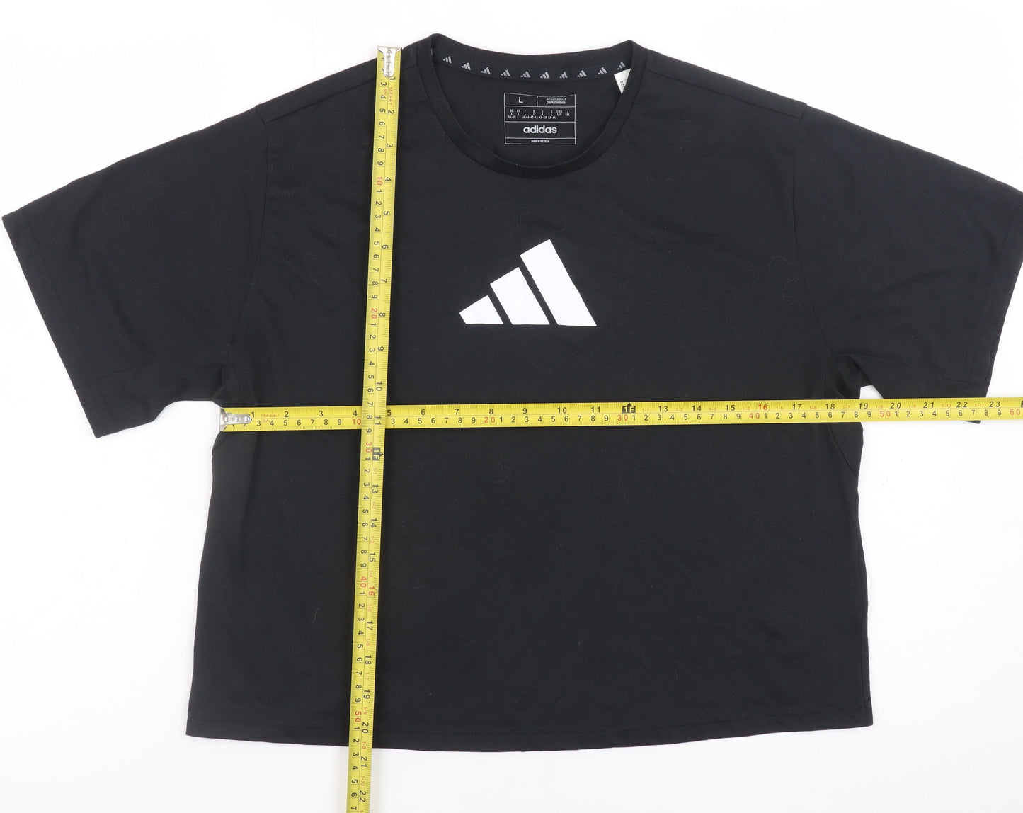 Adidas Women's Black Cropped Regular Fit T-Shirt Size L