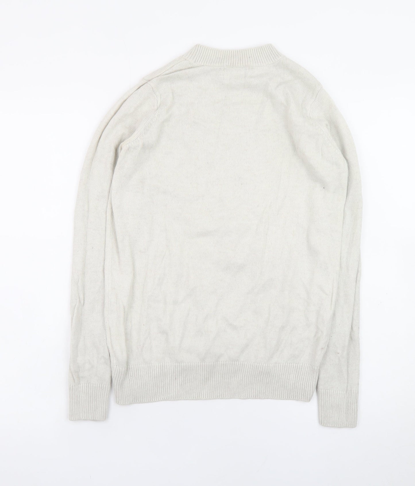 H&M Women’s Beige Sequin Turkey Jumper XS Long Sleeve Crew Neck