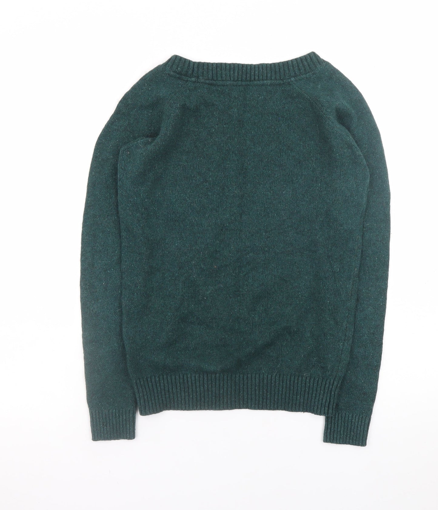 Fat Face Womens Green Size 8 Wool Blend Reindeer Christmas Jumper
