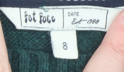 Fat Face Womens Green Size 8 Wool Blend Reindeer Christmas Jumper