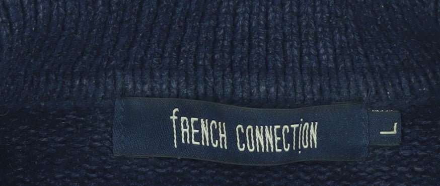 French Connection Women's Blue Collared Button Cardigan Size L