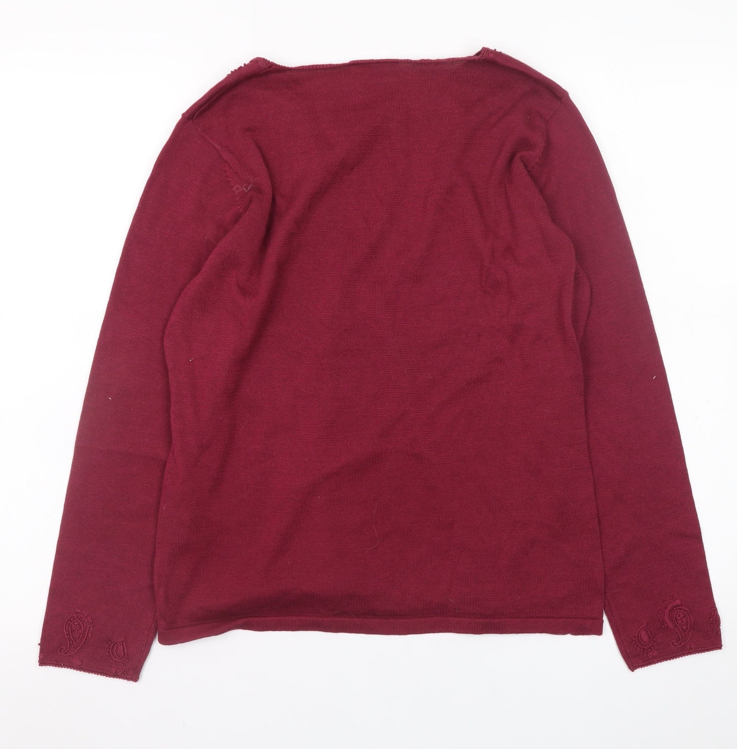 Cotswold Collections Women Red Cotton Knit Embroidered Jumper M