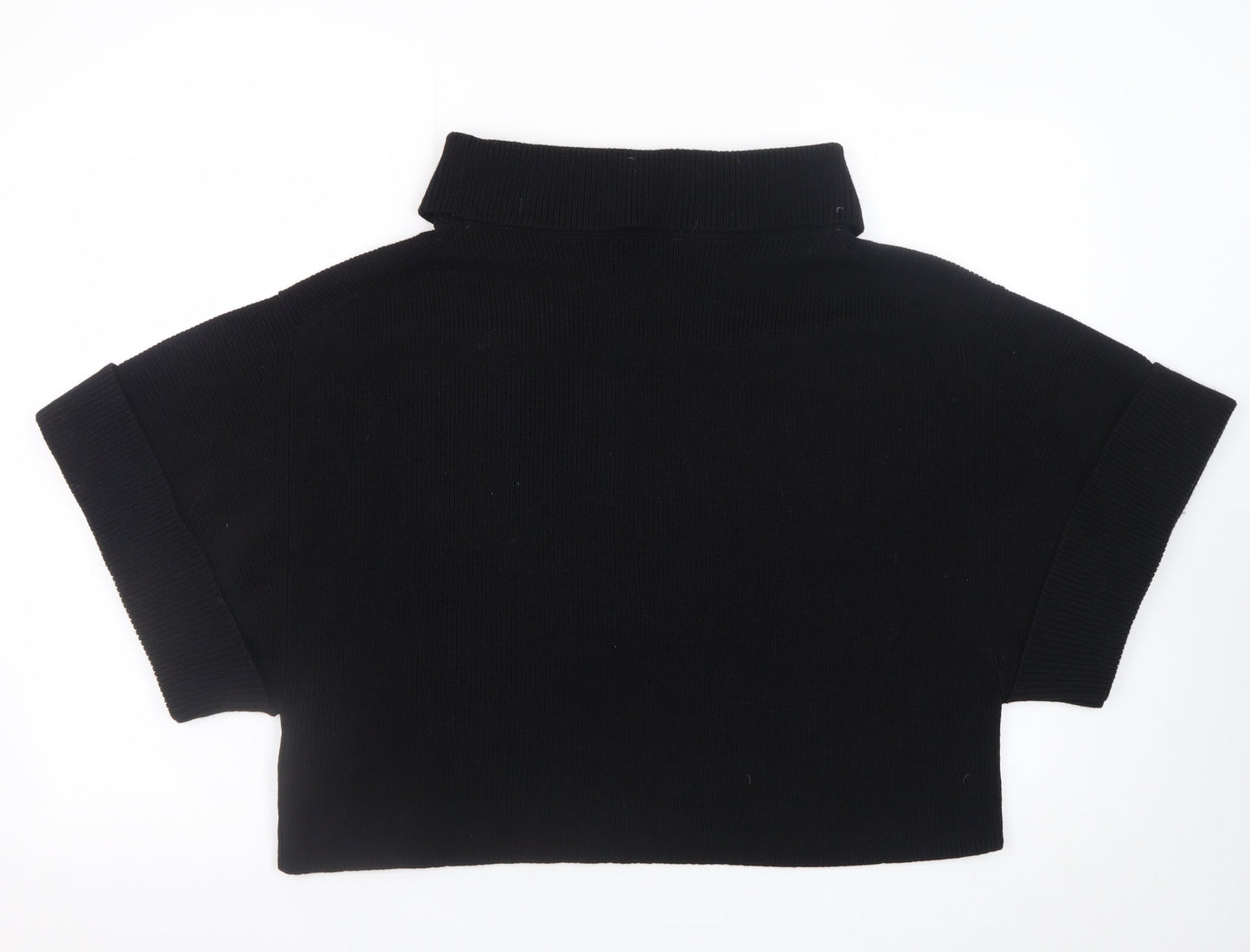 COS Womens Black Wool Roll Neck Short Sleeve Relaxed Jumper Size 12