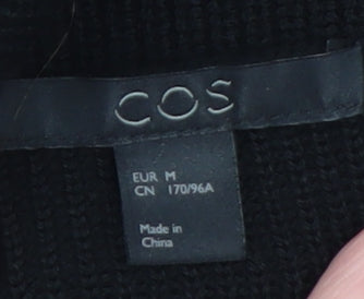 COS Womens Black Wool Roll Neck Short Sleeve Relaxed Jumper Size 12
