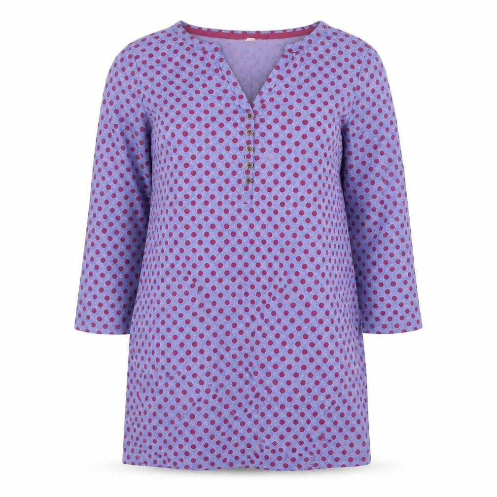 White Stuff Women Purple Polka Dot Shift Dress UK 8 Cotton 3/4 Sleeve