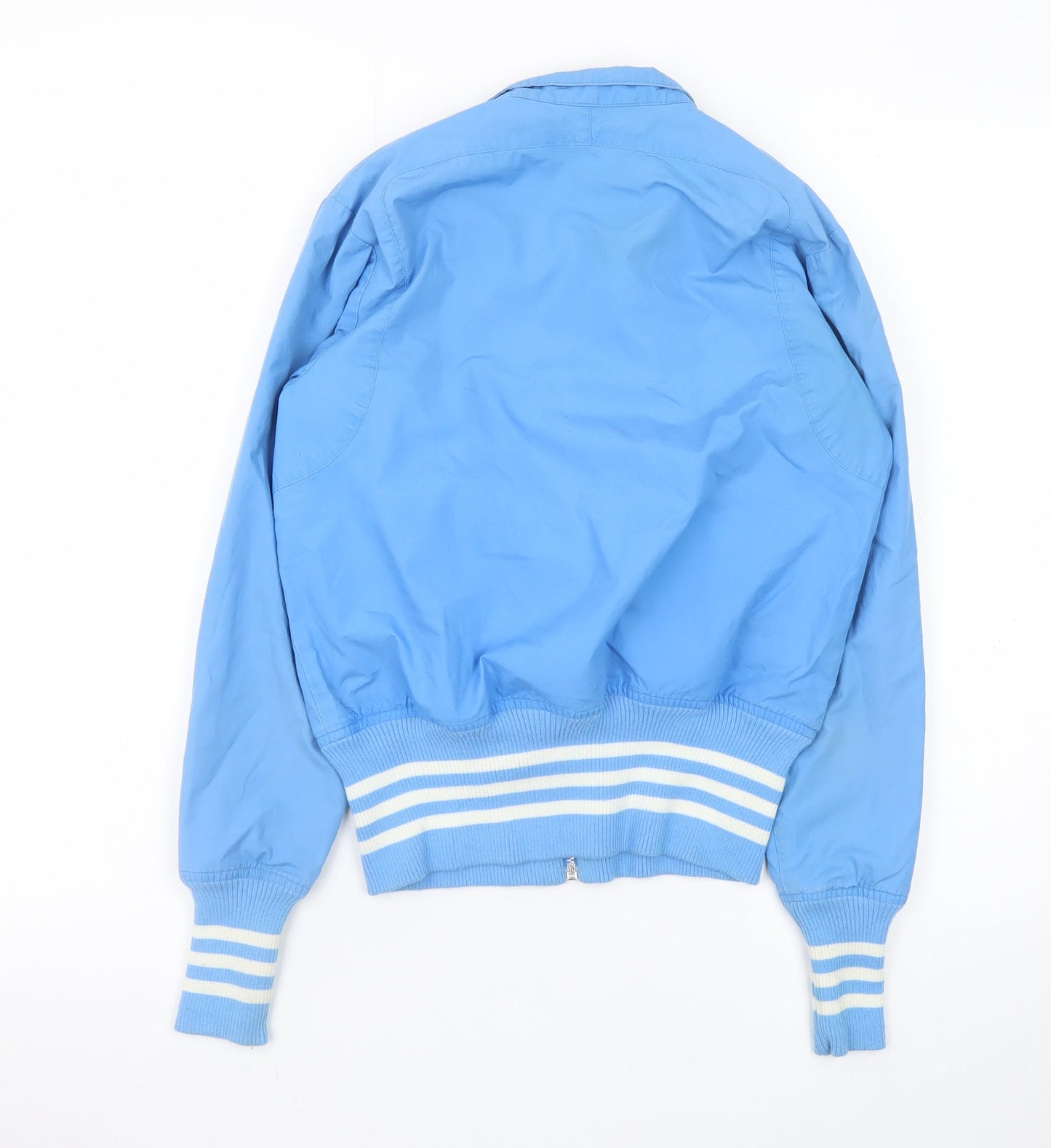 Adidas Women Blue Bomber Jacket UK 12 Cotton Casual Zip Up