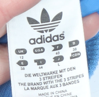 Adidas Women Blue Bomber Jacket UK 12 Cotton Casual Zip Up