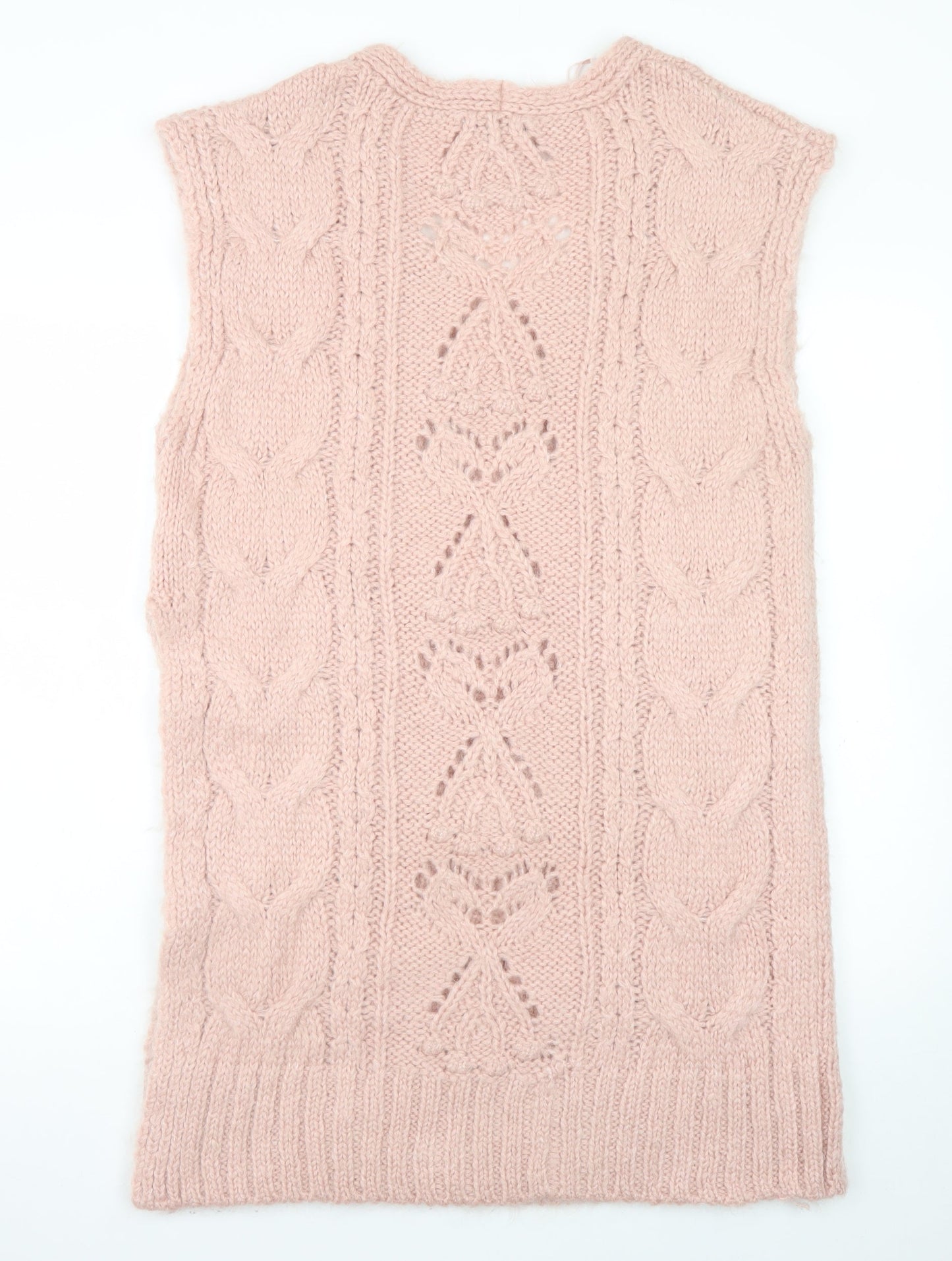 ZARA Women Pink Knit Sleeveless V-Neck Midi Dress M