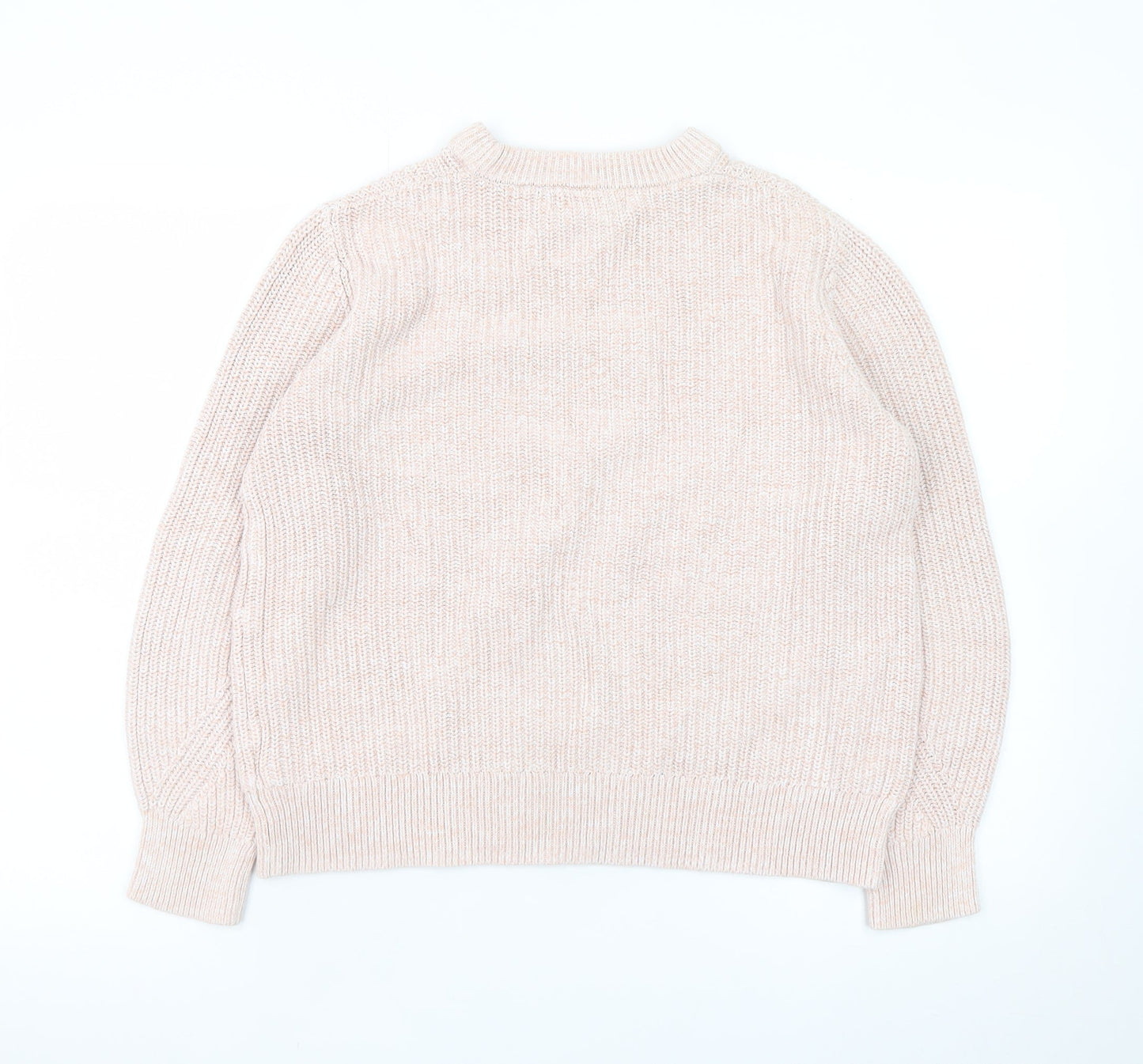 Marks and Spencer Women’s Beige Cotton Cable-Knit Mock Neck Jumper M