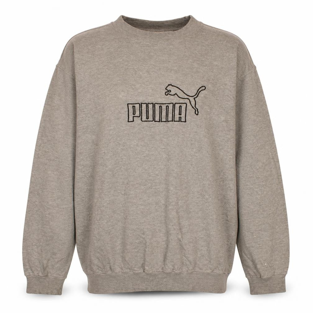 Front view of Puma men’s grey xl pullover sweatshirt crew neck sportswear