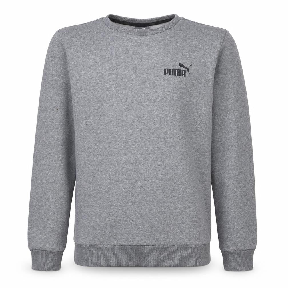 Front view of Puma Men's Grey Crew Neck Pullover Sweatshirt, size S, Regular