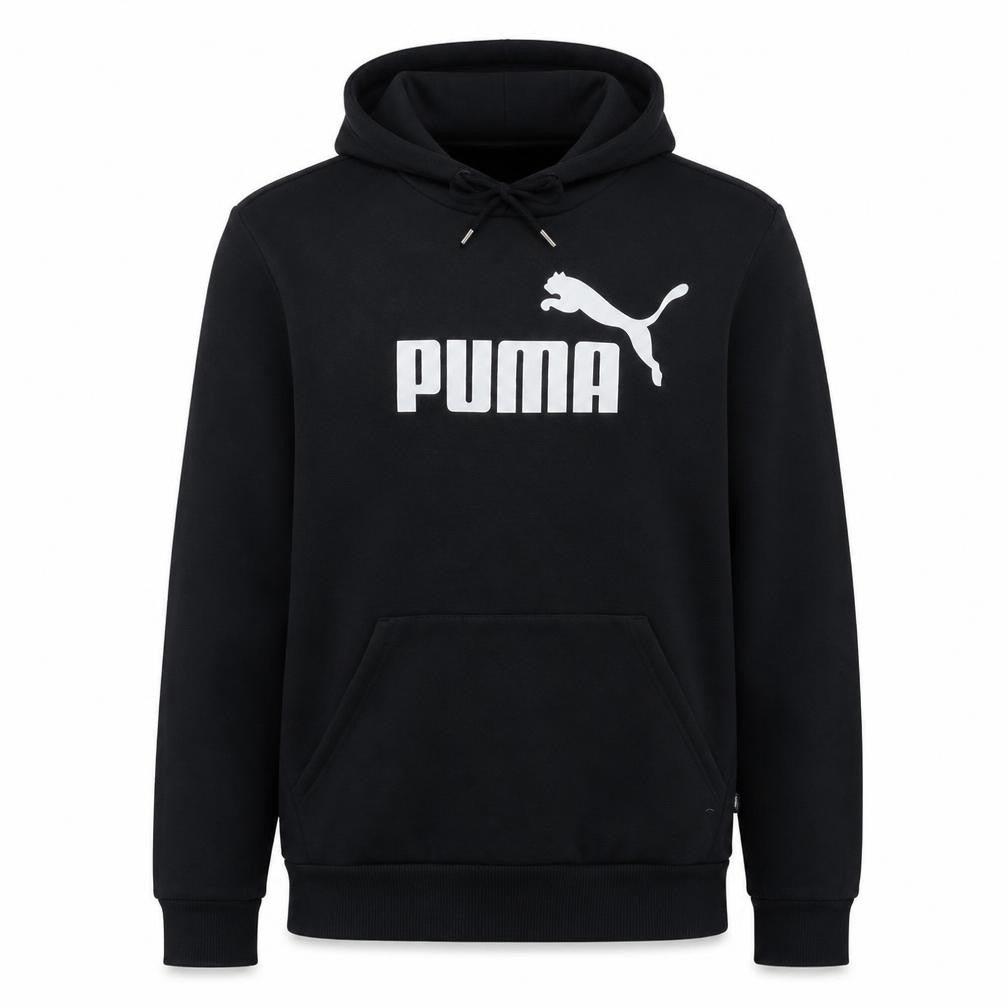 Front view of Puma Men's Black Pullover Hoodie L Graphic Sports Fleece