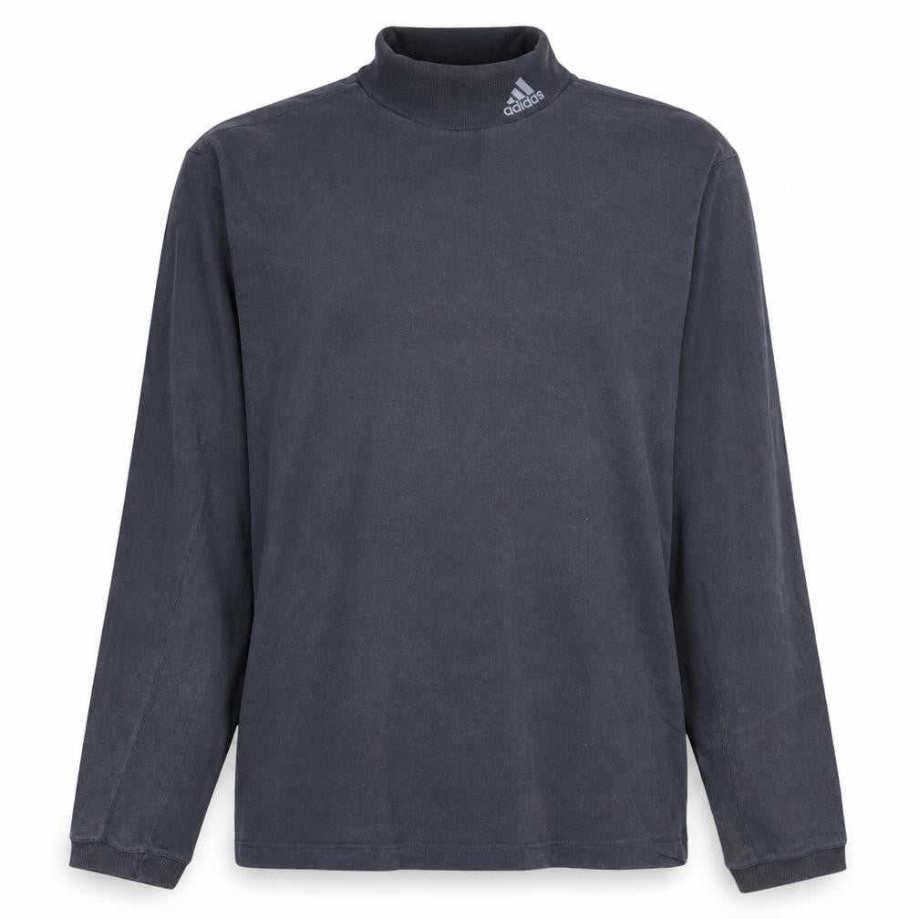Front view of Adidas Men's Grey Mock Neck Long Sleeve Pullover Sweatshirt L