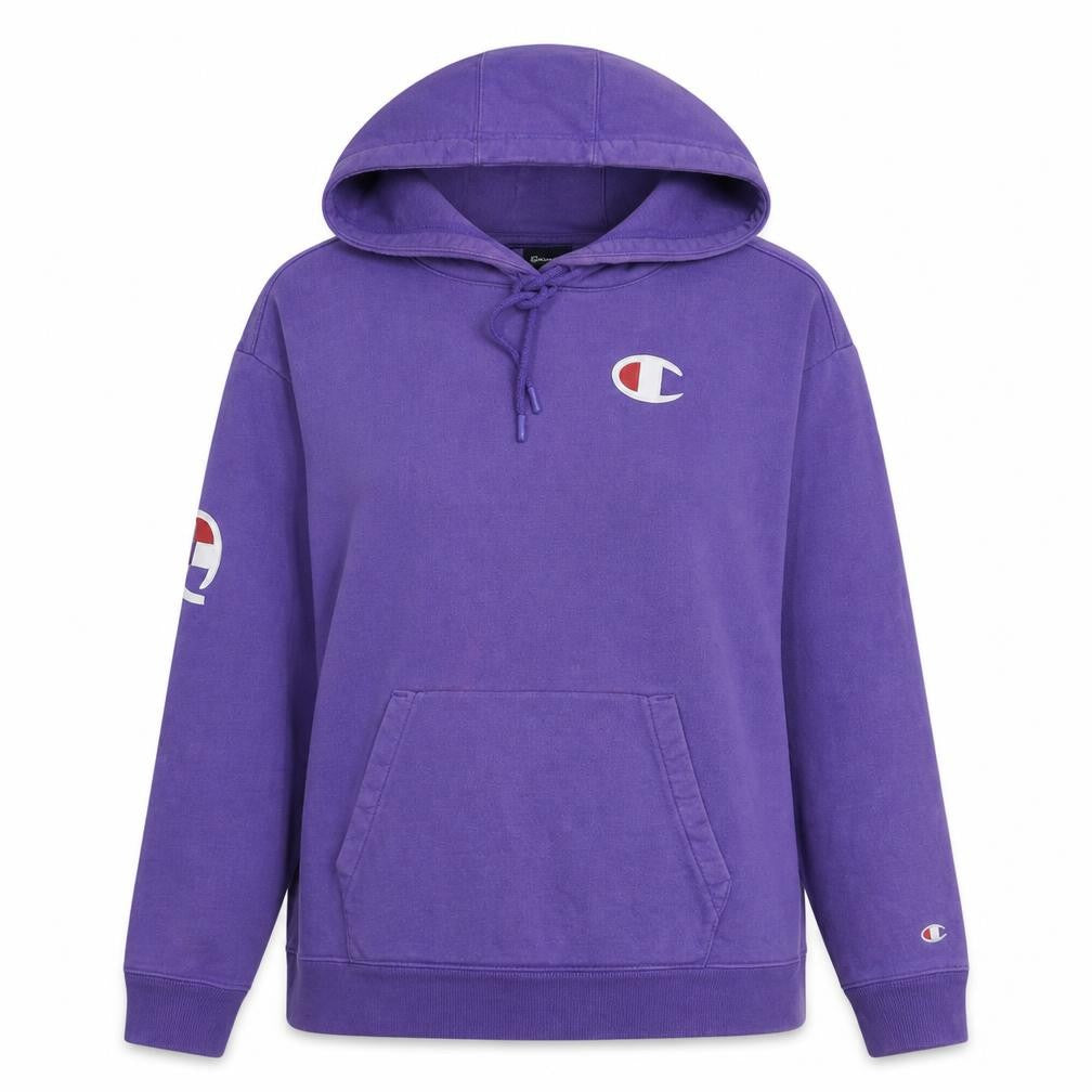 Front view of Champion Women Purple Small Pullover Hoodie Cotton Logo Casual