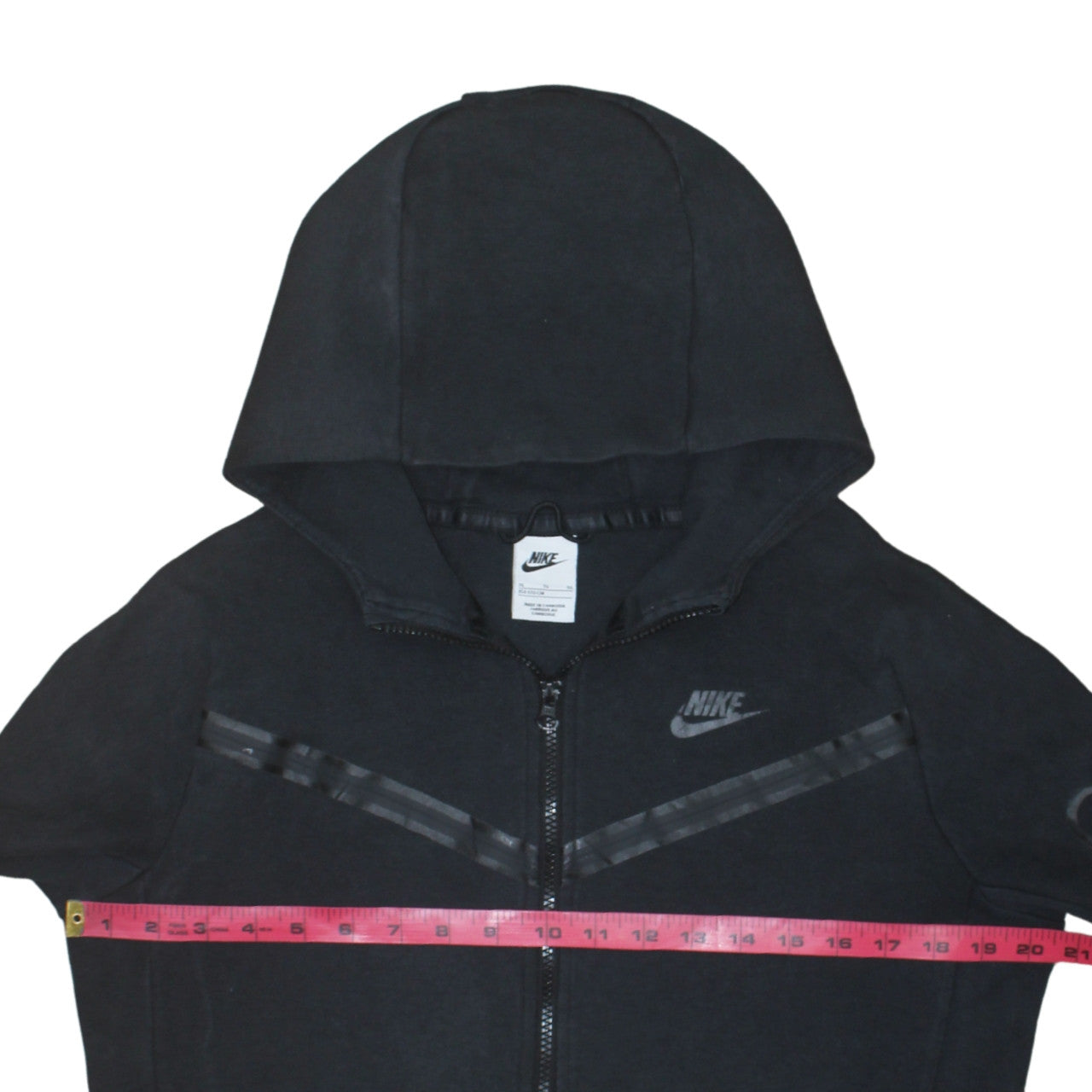 Nike Boys Black XL Full Zip Hoodie with Logo and Pockets