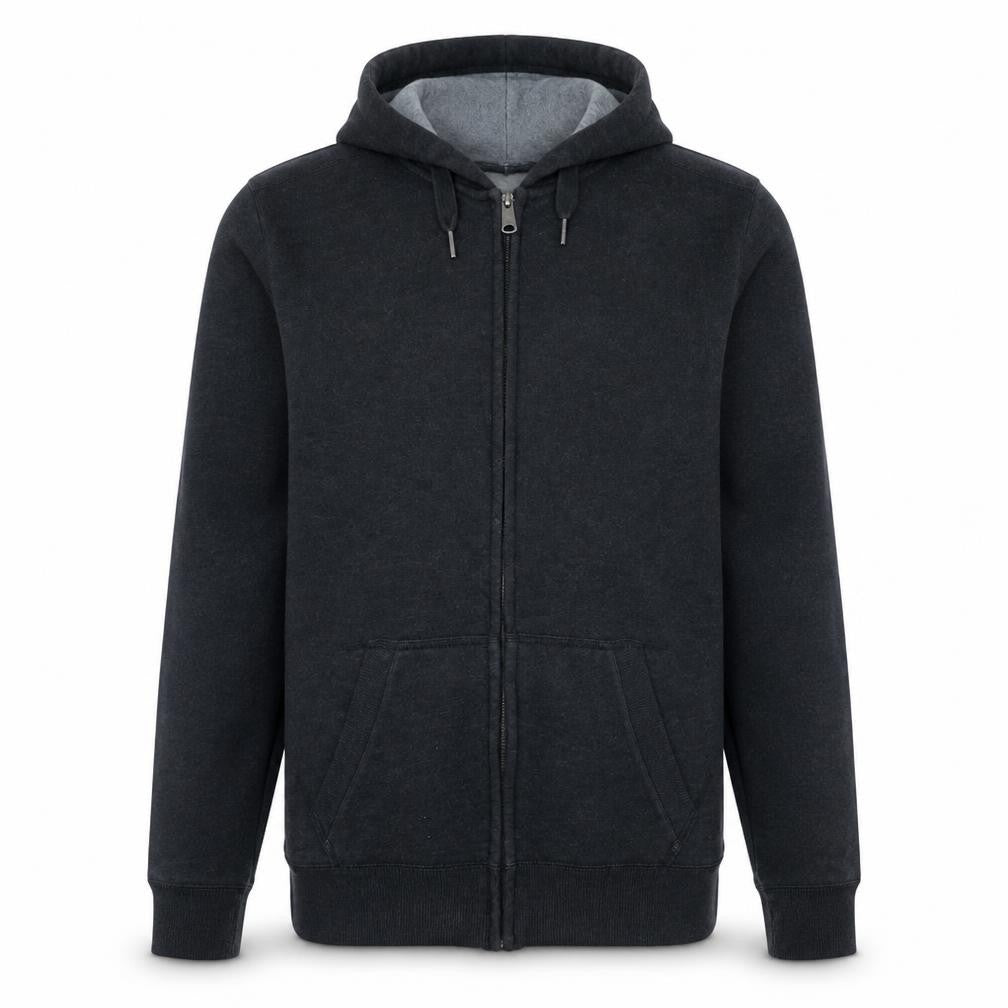 Front view of Puma Men's Black Full Zip Hoodie, size L, Sports Fleece Sweatshirt