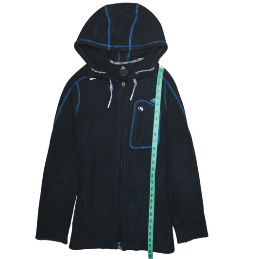 Adidas Women's Black Full Zip Hooded Fleece Jacket Size S