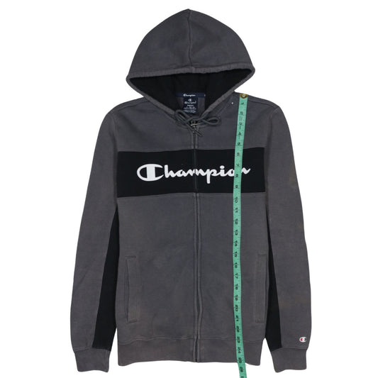 Champion Men's Grey Full Zip Logo Hoodie Sweatshirt Size S