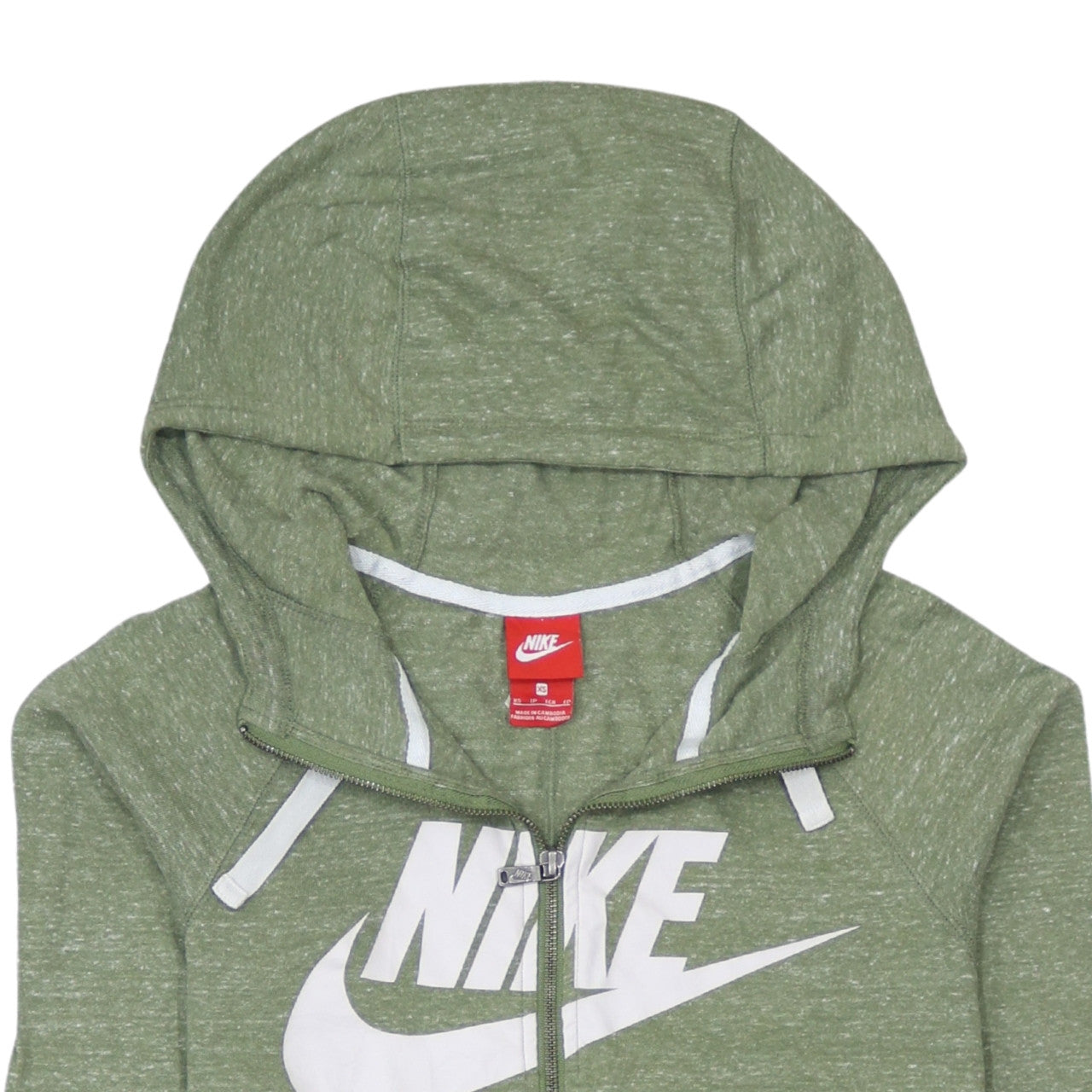 Nike Womens XS Green Full Zip Hoodie Sweatshirt Lightweight Cotton Blend
