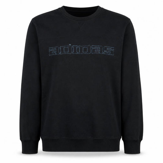 Adidas Mens Black Medium Pullover Sweatshirt Retro Logo Fleece