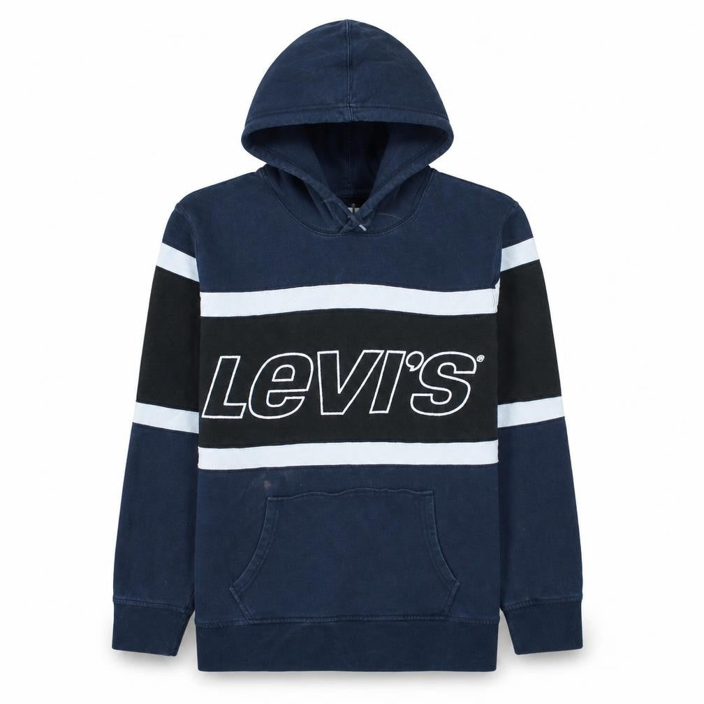 Front view of Levi's Men's Blue L Pullover Hoodie Logo Graphic Sweatshirt