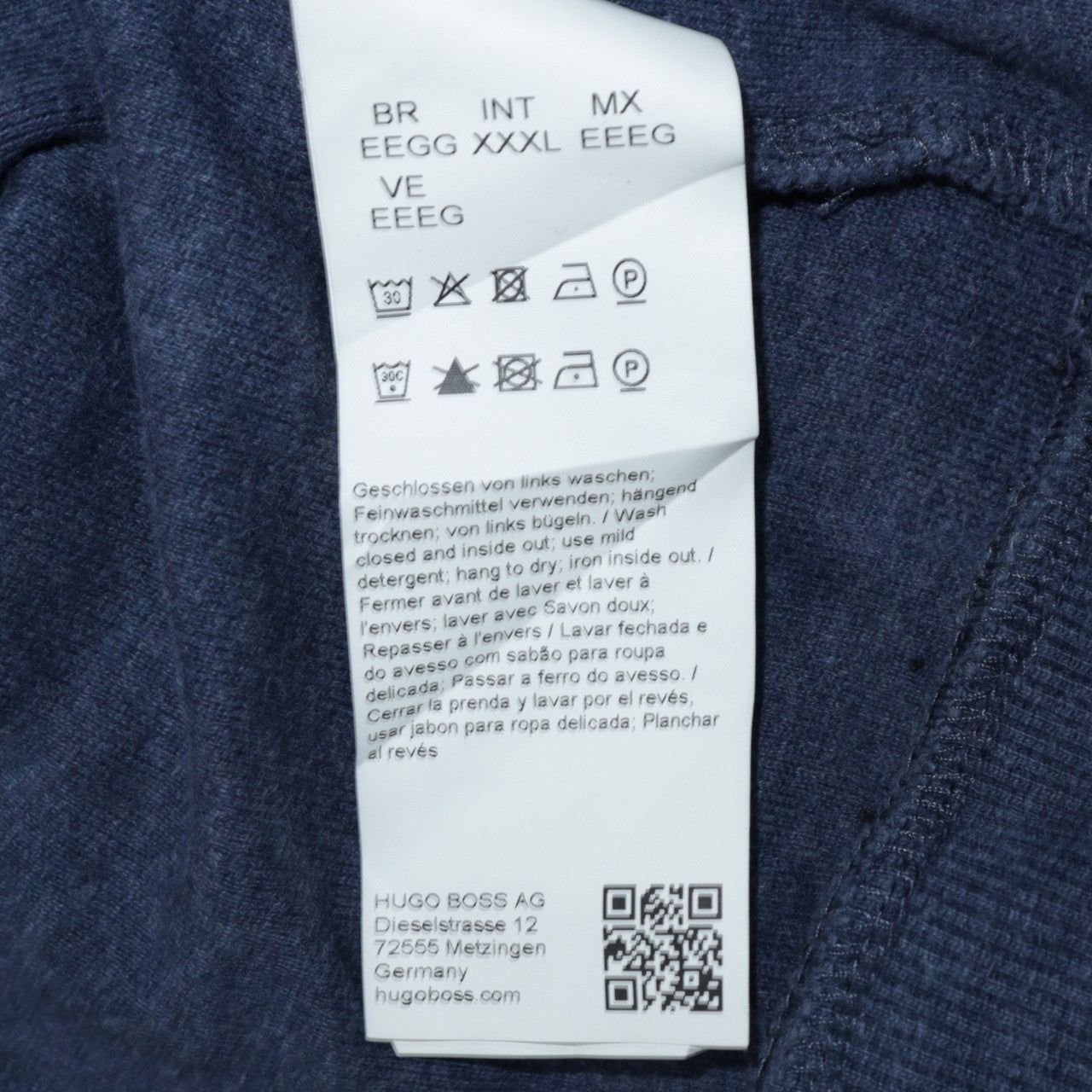 Hugo Boss Men’s Blue Full Zip Hoodie 3XL Regular Fit Cotton Blend