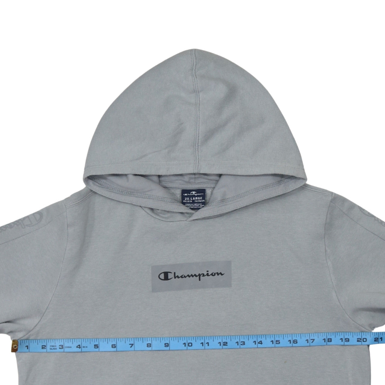Champion Boys Grey 2XL Hoodie Pullover Cotton Blend Logo Sweatshirt