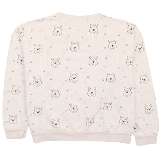 Disney Women Beige Winnie the Pooh Pullover Sweatshirt Size L