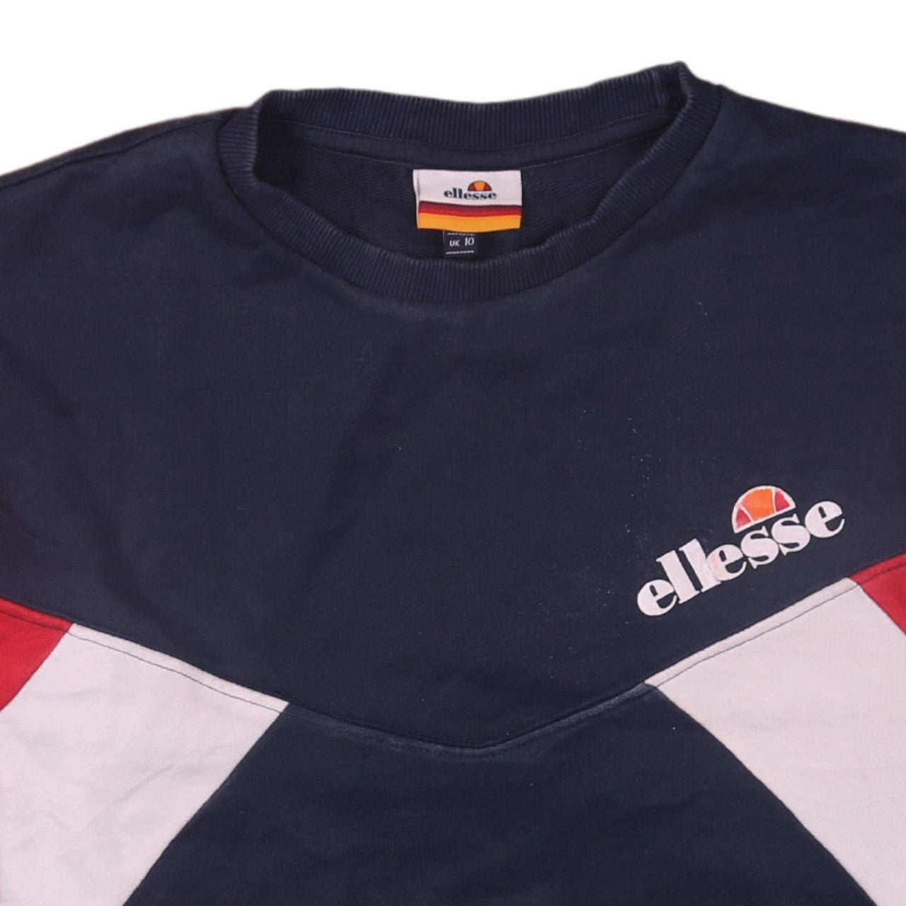 Ellesse Womens Navy Red Colourblock Sweatshirt UK 10