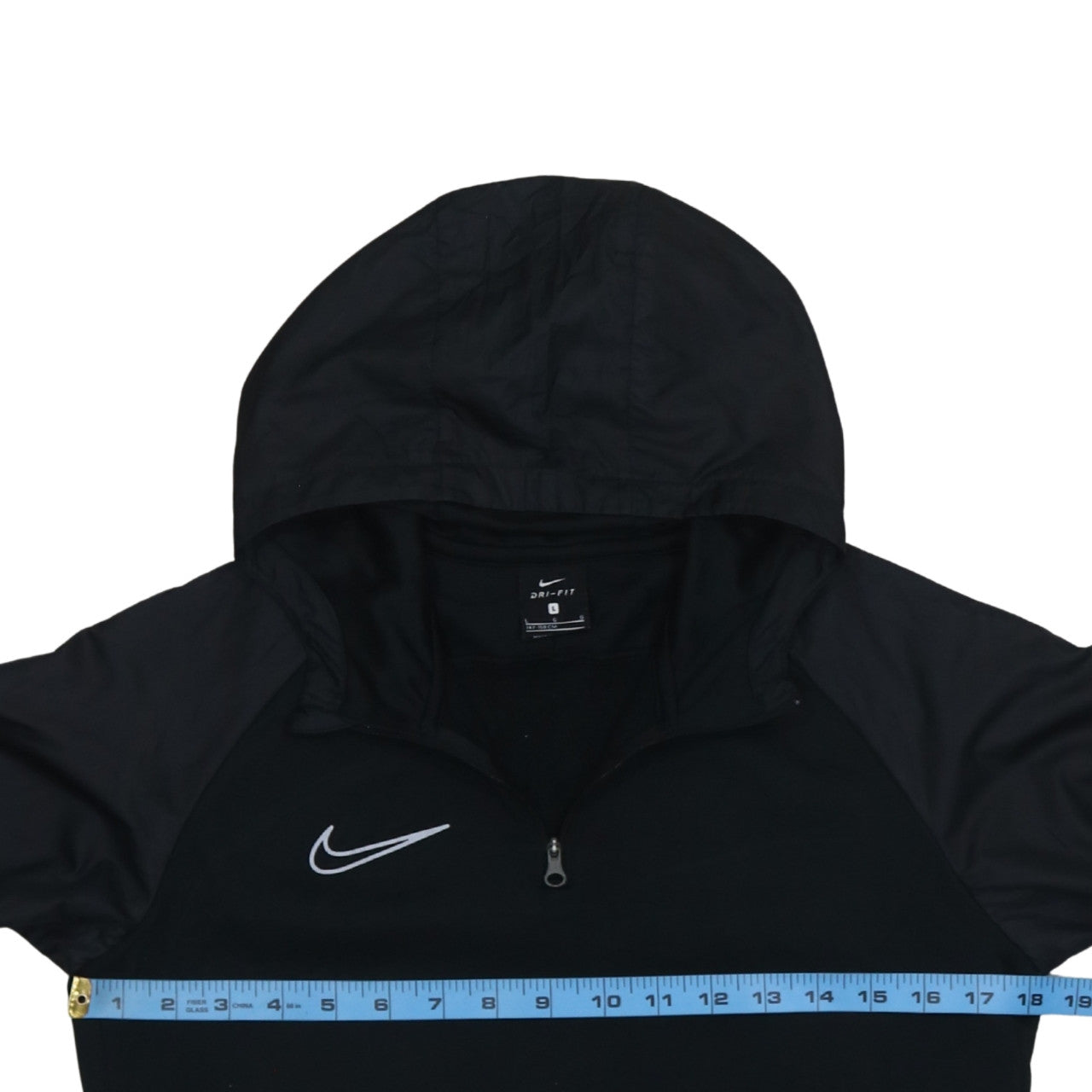 Nike Boys Black Dri-FIT 1/4 Zip Hooded Sweatshirt Size L 147–158cm
