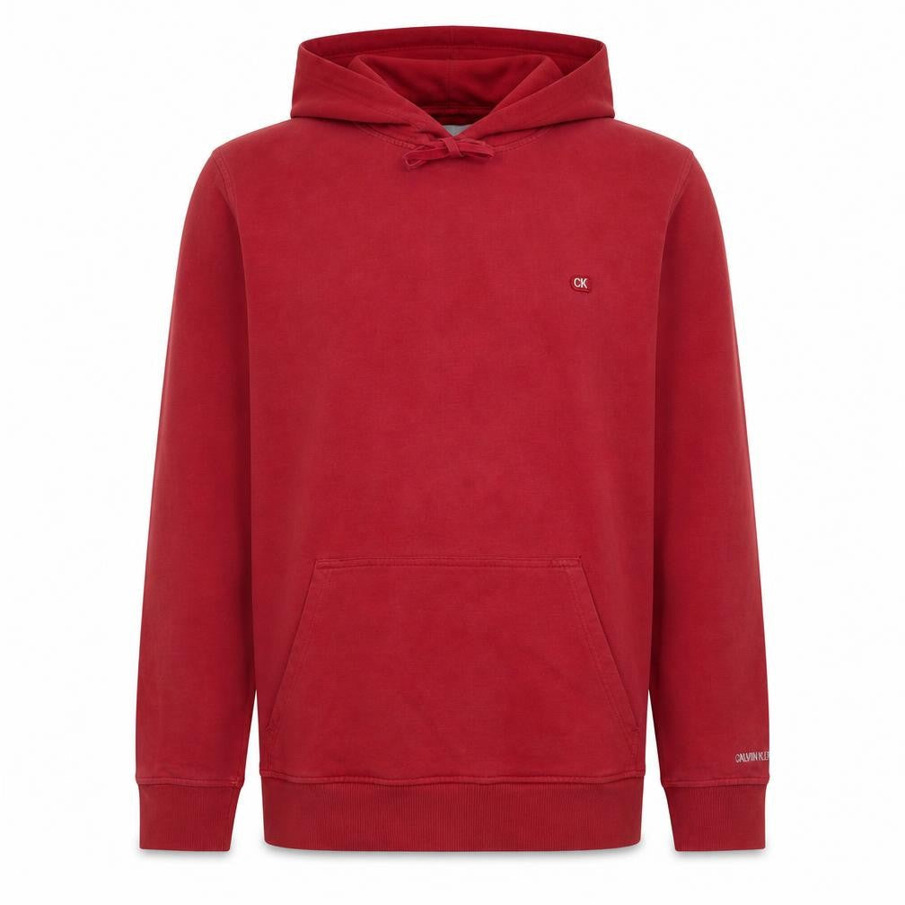 Front view of Calvin Klein Jeans Men's Red XL Pullover Hoodie