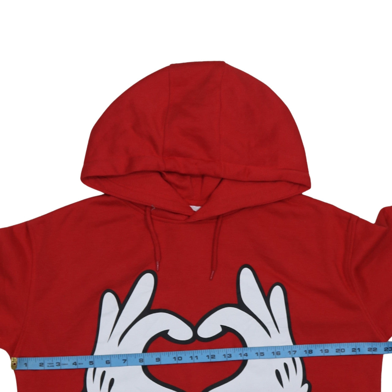 Disney Women's Red Hoodie Medium Pullover Heart Hands Love Graphic