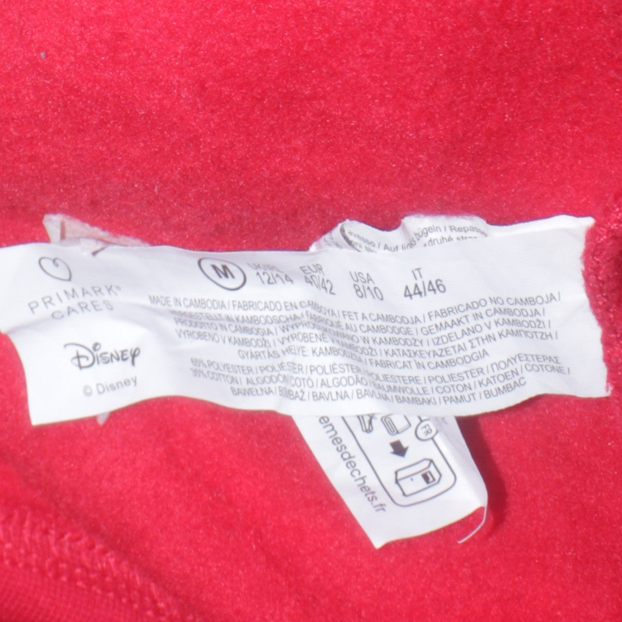 Disney Women's Red Hoodie Medium Pullover Heart Hands Love Graphic
