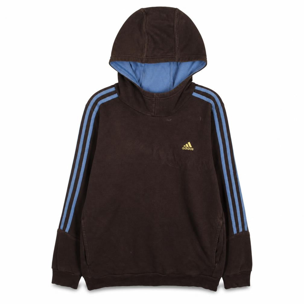 Front view of Adidas boys’ black pullover hoodie 13-14 years logo fleece sportswear