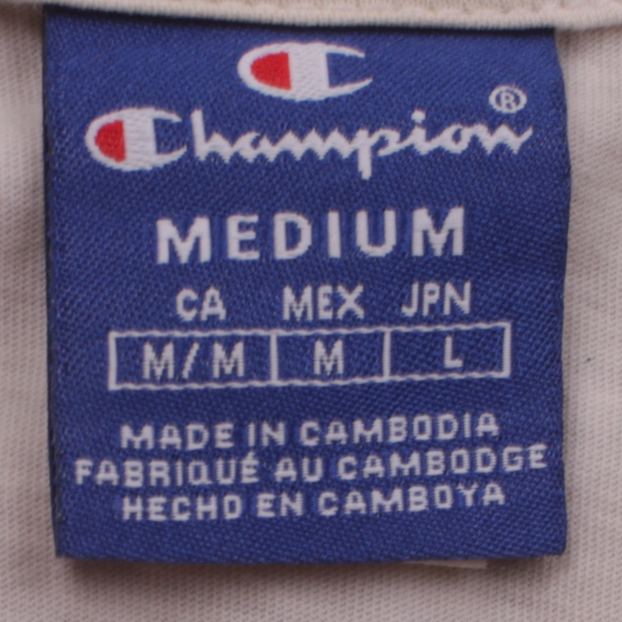 Champion Men's Beige Graphic T-Shirt Medium Red Black Sleeves