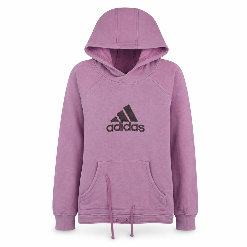 Front view of Adidas Women’s Pink Pullover Hoodie, size UK 12, Hooded Sweatshirt