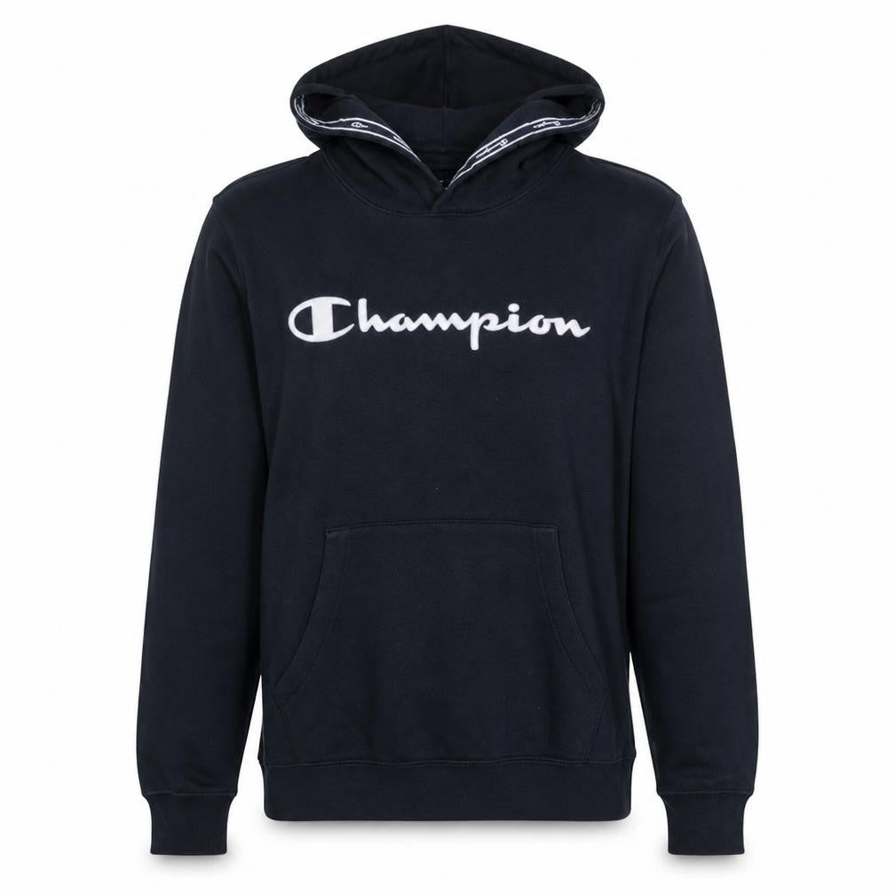 Front view of Champion boys’ black hoodie 2xl 15-16 years pullover fleece sweatshirt
