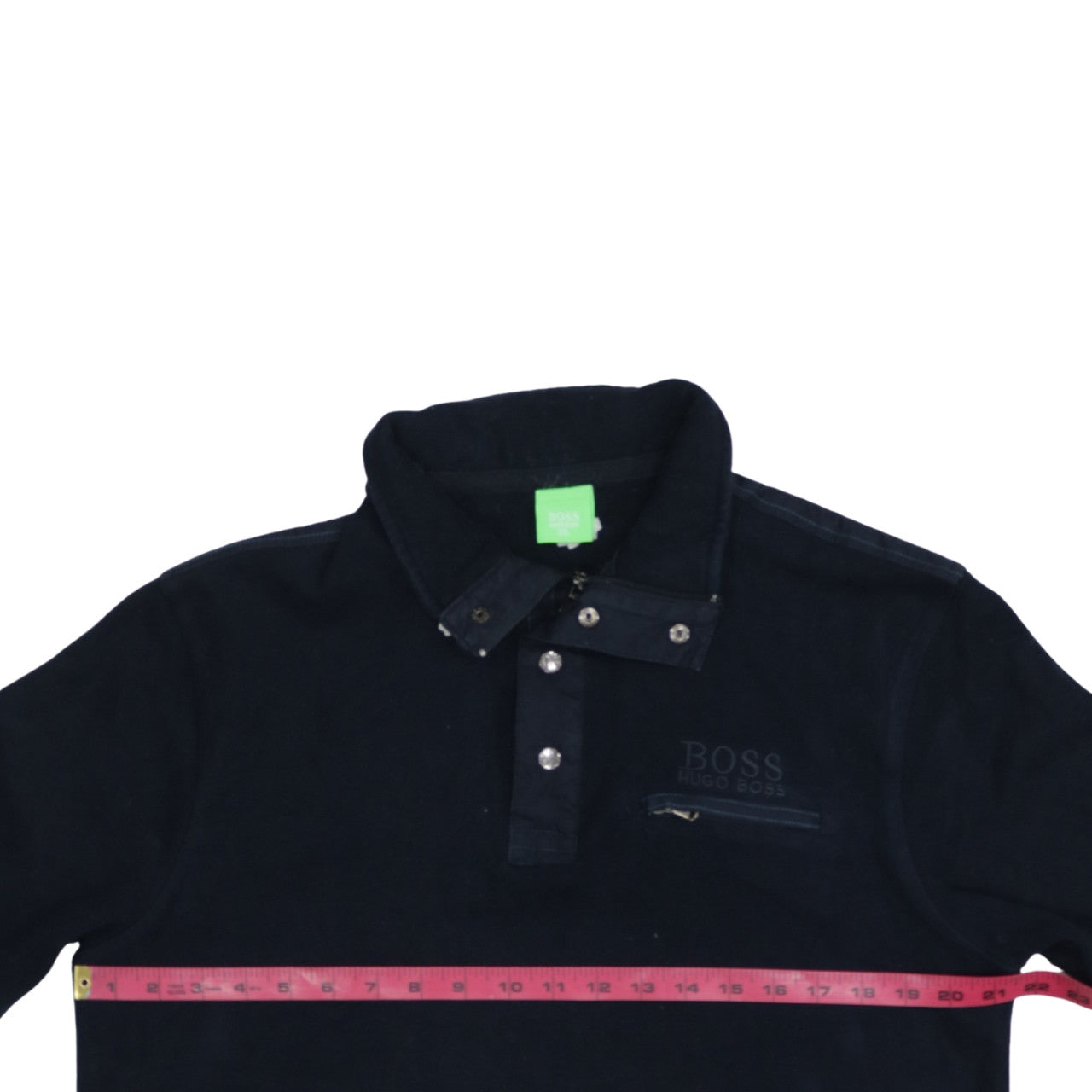 Hugo Boss Men's Black 2XL Henley Sweatshirt Collared Classic Fit
